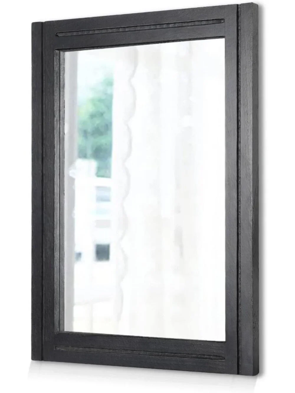 Stylish Black Rectangle Wall Mirror with Wood Frame - Perfect for Home Decor